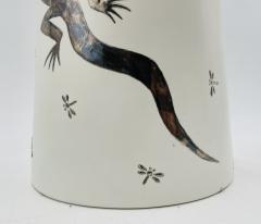 Emilia Castillo Emilia Castillo Porcelain Silver Lidded Container with Lizards Taxco Mexico - 4366307