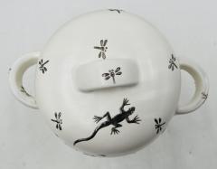 Emilia Castillo Emilia Castillo Porcelain Silver Lidded Container with Lizards Taxco Mexico - 4366312