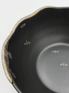 Emilia Castillo Emilia Castillo Pure Silver Lizard Black Porcelain Bowl Mexican Silver Art - 4767024
