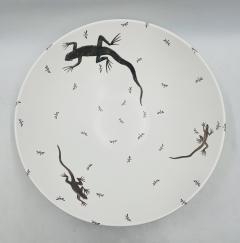 Emilia Castillo Emilia Castillo Pure Silver Porcelain Bowl with Lizards Fireflies Mexico - 4366362