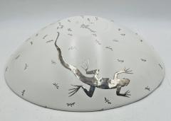 Emilia Castillo Emilia Castillo Pure Silver Porcelain Bowl with Lizards Fireflies Mexico - 4366365