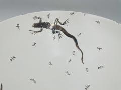 Emilia Castillo Emilia Castillo Pure Silver Porcelain Bowl with Lizards Fireflies Mexico - 4366371