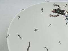 Emilia Castillo Emilia Castillo Pure Silver Porcelain Bowl with Lizards Fireflies Mexico - 4366373