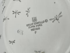 Emilia Castillo Emilia Castillo Pure Silver Porcelain Bowl with Lizards Fireflies Mexico - 4366375