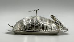 Emilia Castillo Emilia Castillo Silver Plate Armadillo Butter Dish with Malachite Taxco Mexico - 4712017