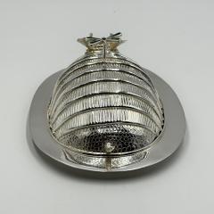 Emilia Castillo Emilia Castillo Silver Plate Armadillo Butter Dish with Malachite Taxco Mexico - 4712019