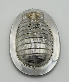 Emilia Castillo Emilia Castillo Silver Plate Armadillo Butter Dish with Malachite Taxco Mexico - 4712020