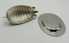 Emilia Castillo Emilia Castillo Silver Plate Armadillo Butter Dish with Malachite Taxco Mexico - 4712021