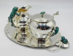 Emilia Castillo Emilia Castillo Silver Plated Malachite Tea Service Set Mexican Modernism - 4727487