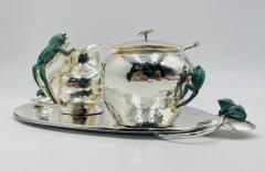 Emilia Castillo Emilia Castillo Silver Plated Malachite Tea Service Set Mexican Modernism - 4727489