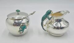 Emilia Castillo Emilia Castillo Silver Plated Malachite Tea Service Set Mexican Modernism - 4727494