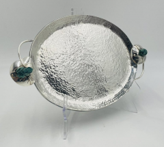 Emilia Castillo Emilia Castillo Silver Plated Malachite Tea Service Set Mexican Modernism - 4727495