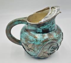 Emilia Castillo Emilia Castillo Silver Plated Water Pitcher With Butterflies Verdigris Patina - 4727455