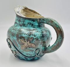 Emilia Castillo Emilia Castillo Silver Plated Water Pitcher With Butterflies Verdigris Patina - 4727458