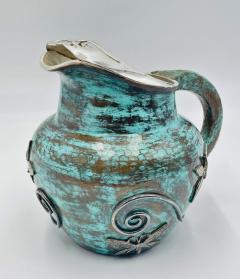 Emilia Castillo Emilia Castillo Silver Plated Water Pitcher With Butterflies Verdigris Patina - 4727460