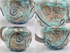 Emilia Castillo Emilia Castillo Silver Plated Water Pitcher With Butterflies Verdigris Patina - 4727461