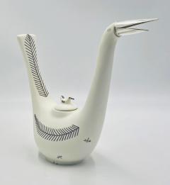 Emilia Castillo Emilia Castillo Taxco Porcelain Sterling Silver Swan Teapot Signed Numbered - 4722410