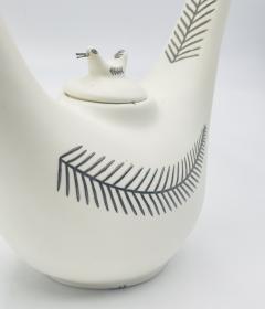 Emilia Castillo Emilia Castillo Taxco Porcelain Sterling Silver Swan Teapot Signed Numbered - 4722415
