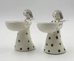Emilia Castillo Emilia Castillo The Couple Bisque Porcelain Salt Cellars Sterling Spoons Set - 4734775