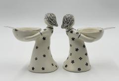 Emilia Castillo Emilia Castillo The Couple Bisque Porcelain Salt Cellars Sterling Spoons Set - 4734776