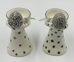Emilia Castillo Emilia Castillo The Couple Bisque Porcelain Salt Cellars Sterling Spoons Set - 4734777