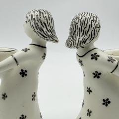 Emilia Castillo Emilia Castillo The Couple Bisque Porcelain Salt Cellars Sterling Spoons Set - 4734781