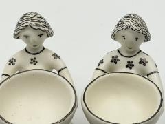 Emilia Castillo Emilia Castillo The Couple Bisque Porcelain Salt Cellars Sterling Spoons Set - 4734782