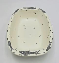 Emilia Castillo Emilia Castillo Vintage Porcelain Pure Silver Serving Bowl Mexican Modern - 4727301
