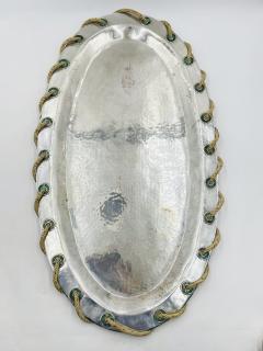 Emilia Castillo Large Agave Serving Tray in Silver Plate Malachite by Emilia Castillo - 4122858