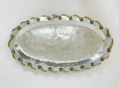 Emilia Castillo Large Agave Serving Tray in Silver Plate Malachite by Emilia Castillo - 4122861