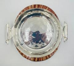 Emilia Castillo Large Emilia Castillo Silver Plate Jasper Inlay Serving Bowl Mexican Silver - 4737485