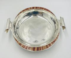 Emilia Castillo Large Emilia Castillo Silver Plate Jasper Inlay Serving Bowl Mexican Silver - 4737486