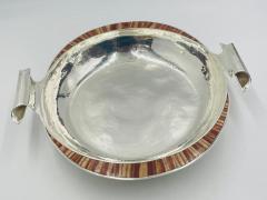 Emilia Castillo Large Emilia Castillo Silver Plate Jasper Inlay Serving Bowl Mexican Silver - 4737487