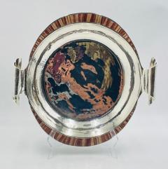 Emilia Castillo Large Emilia Castillo Silver Plate Jasper Inlay Serving Bowl Mexican Silver - 4737488
