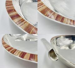 Emilia Castillo Large Emilia Castillo Silver Plate Jasper Inlay Serving Bowl Mexican Silver - 4737490