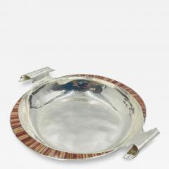 Emilia Castillo Large Emilia Castillo Silver Plate Jasper Inlay Serving Bowl Mexican Silver - 4739198