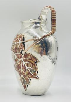 Emilia Castillo Large Emilia Castillo Water Pitcher With Natural Jasper Stone Inlay Signed - 4727394