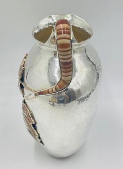 Emilia Castillo Large Emilia Castillo Water Pitcher With Natural Jasper Stone Inlay Signed - 4727395