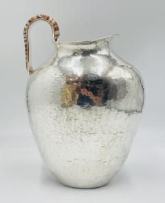 Emilia Castillo Large Emilia Castillo Water Pitcher With Natural Jasper Stone Inlay Signed - 4727397