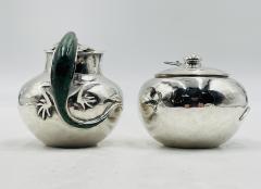Emilia Castillo Malachite Lizard Creamer Sugar Set by Emilia Castillo for Los Castillo Mexico - 4714186