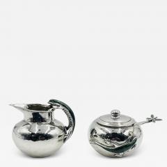 Emilia Castillo Malachite Lizard Creamer Sugar Set by Emilia Castillo for Los Castillo Mexico - 4716780