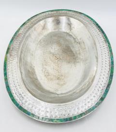 Emilia Castillo Massive Emilia Castillo Silver Plate Malachite Taxco Serving Bowl Hand Signed - 4712740
