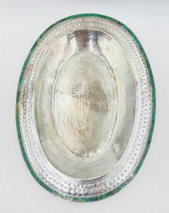 Emilia Castillo Massive Emilia Castillo Silver Plate Malachite Taxco Serving Bowl Hand Signed - 4712741
