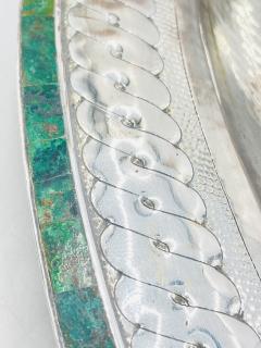 Emilia Castillo Massive Emilia Castillo Silver Plate Malachite Taxco Serving Bowl Hand Signed - 4712744