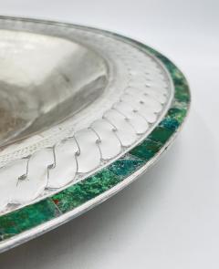 Emilia Castillo Massive Emilia Castillo Silver Plate Malachite Taxco Serving Bowl Hand Signed - 4712745