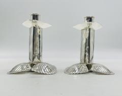 Emilia Castillo Pair of Silver Plated Candle Holders by Emilia Castillo Mexican Modernism - 4712856