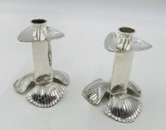 Emilia Castillo Pair of Silver Plated Candle Holders by Emilia Castillo Mexican Modernism - 4712858
