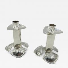 Emilia Castillo Pair of Silver Plated Candle Holders by Emilia Castillo Mexican Modernism - 4714146