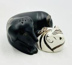 Emilia Castillo Porcelain Pure Silver Salt Pepper Shakers Cat Dog By Emilia Castillo - 3992687
