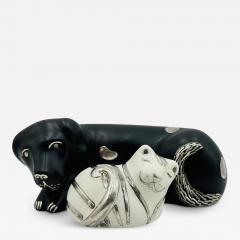 Emilia Castillo Porcelain Pure Silver Salt Pepper Shakers Cat Dog By Emilia Castillo - 3993486